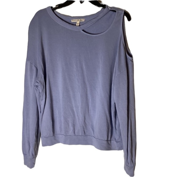 - Express One Eleven Blue Cold Shoulder Sweatshirt - Picture 1 of 4